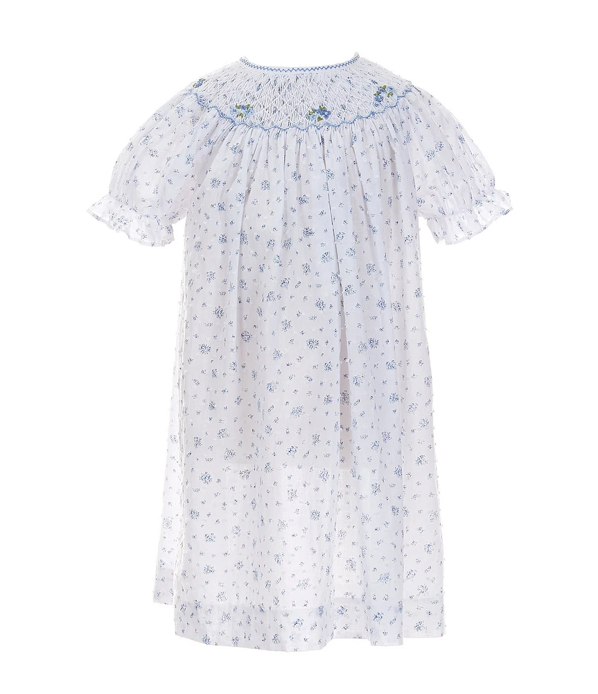 Edgehill Collection Little Girls 2T-6X Round Neck Short Sleeve Bishop Swiss Dot Dress