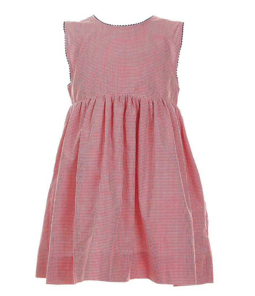 Edgehill Collection Little Girls 2T-6X Family Matching Round Neck Sleeveless Gingham Wrap Back Dress