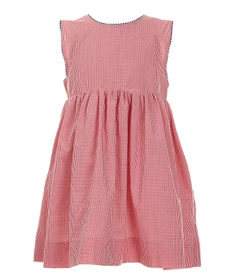 Edgehill Collection Little Girls 2T-6X Family Matching Round Neck Sleeveless Gingham Wrap Back Dress