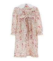 Edgehill Collection Little Girls 2T-6X Scalloped Collar Floral Gauze Dress