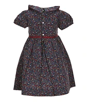 Edgehill Collection Little Girls 2T-6X Short Sleeve Round Neck Floral Dress