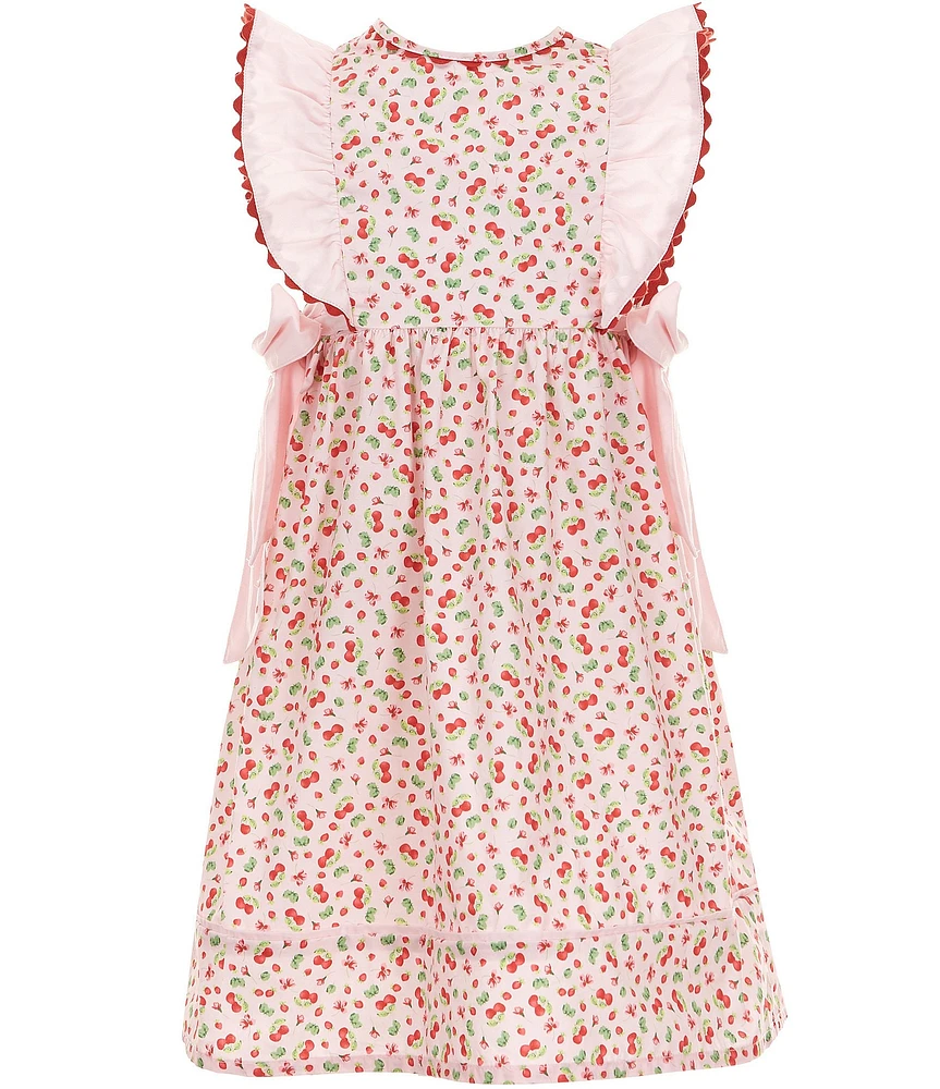 Edgehill Collection Little Girls 2T-6X Sleeveless Cherry Print Side Bow Dress