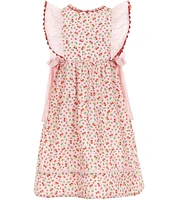 Edgehill Collection Little Girls 2T-6X Sleeveless Cherry Print Side Bow Dress