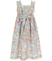 Edgehill Collection Little Girls 2T-6X Smocked Floral Print Sleeveless Ruffle Dress