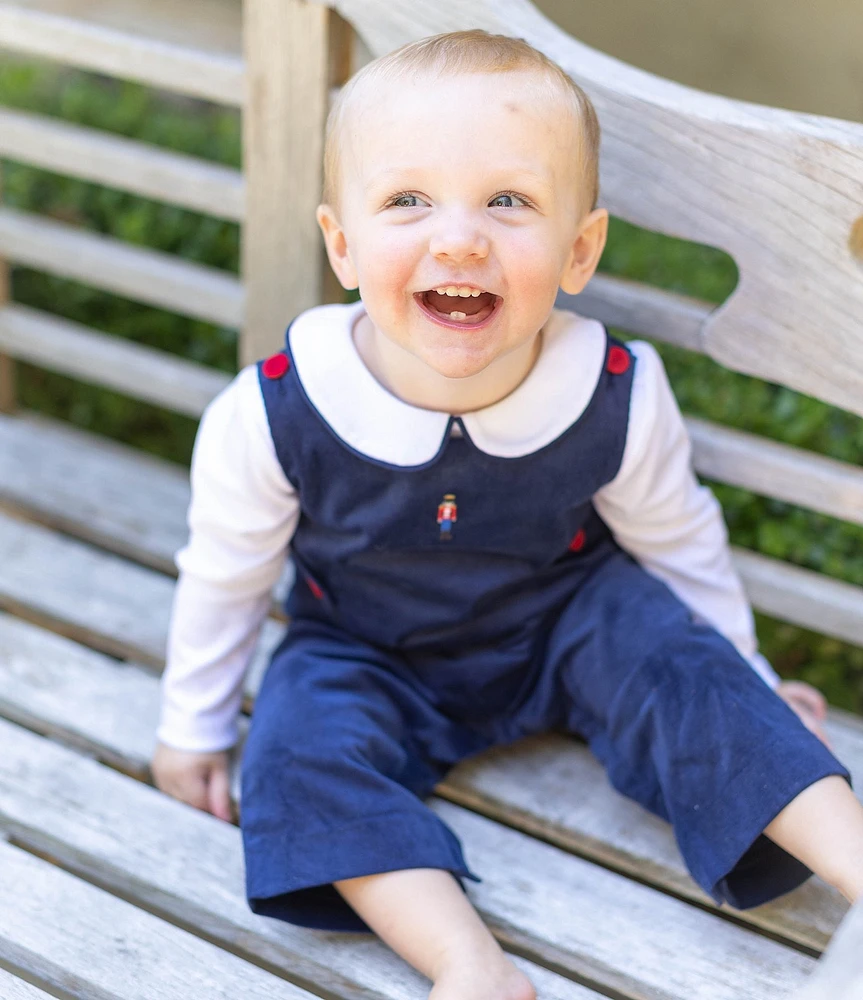 Edgehill Collection x Darby Fallon Clark Baby Boys 12-24 Months Clark Shirt and Toy Soldier Embroidery Overall Set