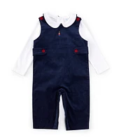 Edgehill Collection x Darby Fallon Clark Baby Boys 12-24 Months Clark Shirt and Toy Soldier Embroidery Overall Set