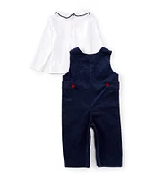 Edgehill Collection x Darby Fallon Clark Baby Boys 12-24 Months Clark Shirt and Toy Soldier Embroidery Overall Set