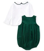 Edgehill Collection x Darby Fallon Clark Baby Boys 3-12 Months Broadland Long Sleeve Peter Pan Collar Velvet Romper Set