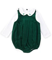 Edgehill Collection x Darby Fallon Clark Baby Boys 3-12 Months Broadland Long Sleeve Peter Pan Collar Velvet Romper Set