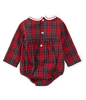 Edgehill Collection x Darby Fallon Clark Baby Boys 3-12 Months Gunner Long Sleeve Plaid Peter Pan Collar Bubble