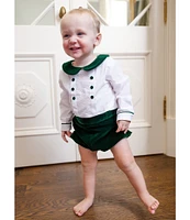 Edgehill Collection x Darby Fallon Clark Baby Boys 3-24 Months Conway Peter Pan Velvet Collar Shirt & Velvet Shorts Set