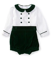 Edgehill Collection x Darby Fallon Clark Baby Boys 3-24 Months Conway Peter Pan Velvet Collar Shirt & Velvet Shorts Set