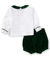 Edgehill Collection x Darby Fallon Clark Baby Boys 3-24 Months Conway Peter Pan Velvet Collar Shirt & Velvet Shorts Set