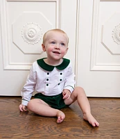 Edgehill Collection x Darby Fallon Clark Baby Boys 3-24 Months Conway Peter Pan Velvet Collar Shirt & Velvet Shorts Set