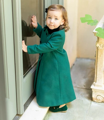 Edgehill Collection x Darby Fallon Clark Baby Girls 12-24 Months Ellie Peter Pan Velvet Collar Dress Coat