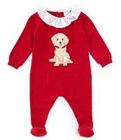 Edgehill Collection x Darby Fallon Clark Baby Girls Newborn-9 Months Dog Sweater Footie Coverall