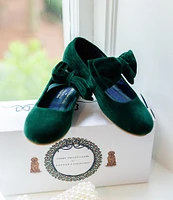 Edgehill Collection x Darby Fallon Clark Girls' Elizabeth Velvet Bow Mary Janes (Youth