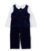 Edgehill Collection x Darby Fallon Clark Little Boys 2T-4T Clark Peter Pan Collar Shirt & Toy Soldier Overall Set