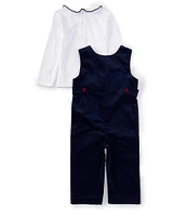 Edgehill Collection x Darby Fallon Clark Little Boys 2T-4T Clark Peter Pan Collar Shirt & Toy Soldier Overall Set