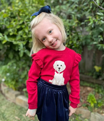 Edgehill Collection x Darby Fallon Clark Little Girls 2T-6X Reese Crew Neck Dog Sweater