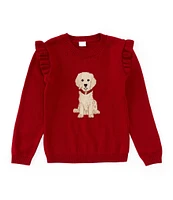 Edgehill Collection x Darby Fallon Clark Little Girls 2T-6X Reese Crew Neck Dog Sweater