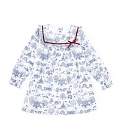 Edgehill Collection x Darby Fallon Clark Little Girls 2T-6X Ansley Toile Long Sleeve Dress