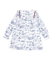 Edgehill Collection x Darby Fallon Clark Little Girls 2T-6X Ansley Toile Long Sleeve Dress