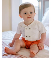 Edgehill Collection x Kristin Ellen Hockman Baby Boys Augie Embroidered Sailor Collar & Shorts Set