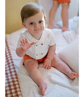 Edgehill Collection x Kristin Ellen Hockman Baby Boys Augie Embroidered Sailor Collar & Shorts Set