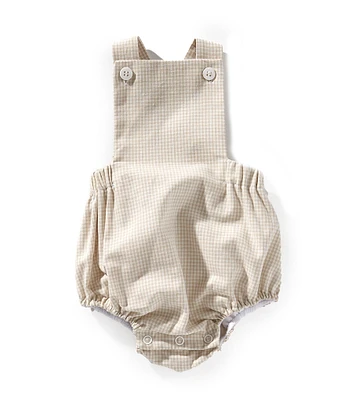 Edgehill Collection x Kristin Ellen Hockman Baby Boys Newborn-24 Months Alfie Tan Gingham Sunsuit Bubble