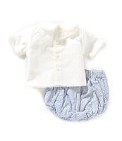 Edgehill Collection x Kristin Ellen Hockman Baby Boys Newborn-24 Months Linen Blend Felix Top & Stripe Short Set