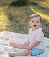 Edgehill Collection x Kristin Ellen Hockman Baby Boys Newborn-24 Months Linen Blend Felix Top & Stripe Short Set