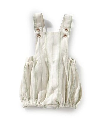 Edgehill Collection x Kristin Ellen Hockman Baby Boys Newborn-24 Months Hugo Green Stripe Linen Sunsuit Bubble