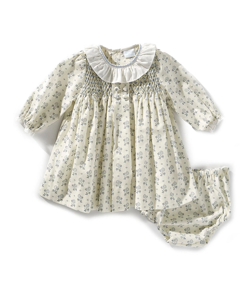 Edgehill Collection x Kristin Ellen Hockman Baby Girls 3-24 Months Edie Ruffle Collar Long Sleeve Sunflower Dress