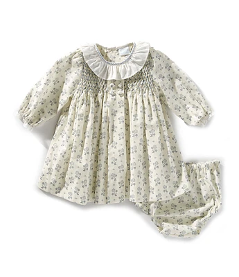 Edgehill Collection x Kristin Ellen Hockman Baby Girls 3-24 Months Edie Ruffle Collar Long Sleeve Sunflower Dress