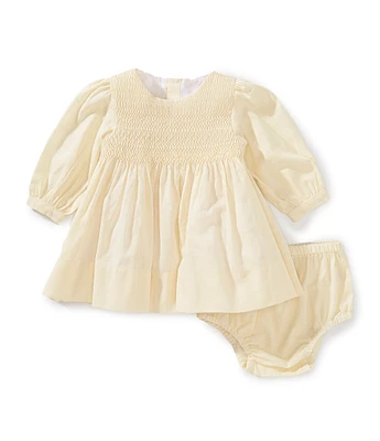 Edgehill Collection x Kristin Ellen Hockman Baby Girls 3-24 Months Margaret Long Sleeve Smocked Linen Blend Dress