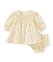 Edgehill Collection x Kristin Ellen Hockman Baby Girls 3-24 Months Margaret Long Sleeve Smocked Linen Blend Dress