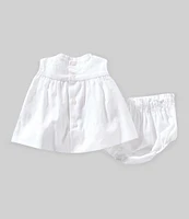 Edgehill Collection x Kristin Ellen Hockman Baby Girls Newborn-24 Months Freja Linen Blend Honeycomb Smocked Top & Diaper Set