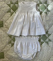 Edgehill Collection x Kristin Ellen Hockman Baby Girls Newborn-24 Months Freja Linen Blend Honeycomb Smocked Top & Diaper Set