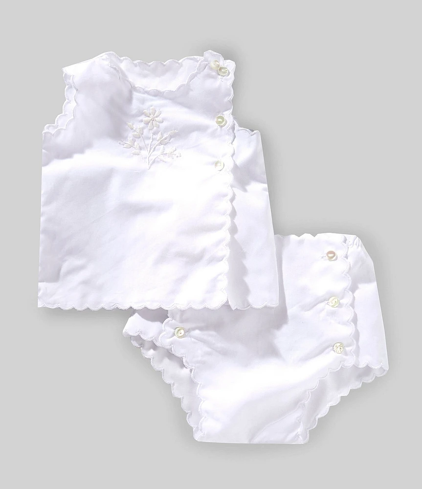 Edgehill Collection x Kristin Ellen Hockman Baby Girls Newborn-24 Months Linnea Embroidered Top & Diaper Cover Set