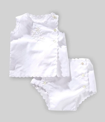 Edgehill Collection x Kristin Ellen Hockman Baby Girls Newborn-24 Months Linnea Embroidered Top & Diaper Cover Set