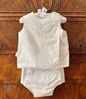 Edgehill Collection x Kristin Ellen Hockman Baby Girls Newborn-24 Months Linnea Embroidered Top & Diaper Cover Set