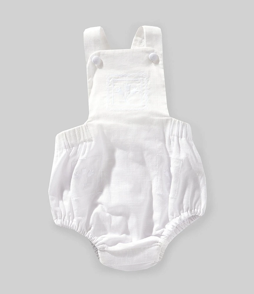 Edgehill Collection x Kristin Ellen Hockman Baby Girls Newborn-24 Months Liv Embroidered Linen Blend Sunsuit Bubble