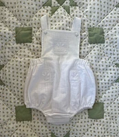 Edgehill Collection x Kristin Ellen Hockman Baby Girls Newborn-24 Months Liv Embroidered Linen Blend Sunsuit Bubble
