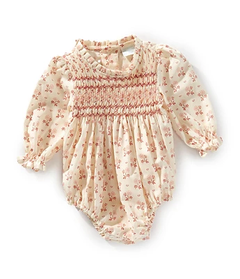 Edgehill Collection x Kristin Ellen Hockman Baby Girls Newborn-3T Agnes Long Sleeve Smocked Bubble