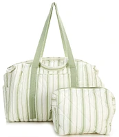 Edgehill Collection x Kristin Ellen Hockman Leo Green Stripe Weekender Bag