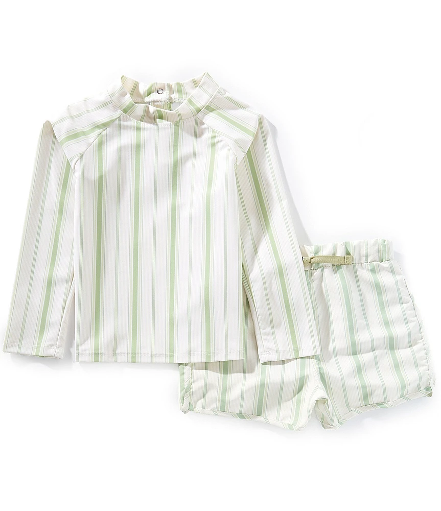 Edgehill Collection x Kristin Ellen Hockman Little Boys 2T-7 Konrad Stripe Rash Guard & Stripe Swim Trunks Set