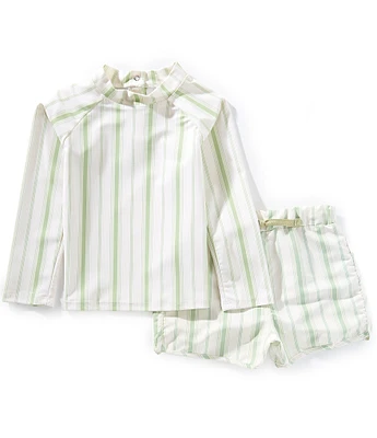 Edgehill Collection x Kristin Ellen Hockman Little Boys 2T-7 Konrad Stripe Rash Guard & Stripe Swim Trunks Set