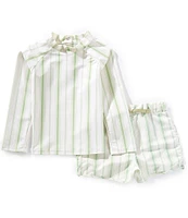 Edgehill Collection x Kristin Ellen Hockman Little Boys 2T-7 Konrad Stripe Rash Guard & Stripe Swim Trunks Set