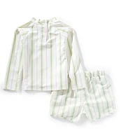 Edgehill Collection x Kristin Ellen Hockman Little Boys 2T-7 Konrad Stripe Rash Guard & Stripe Swim Trunks Set